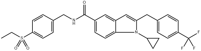 1-Cyclopropyl-2-(4-trifluoromethyl-benzyl)-1H-indole-5-carboxylic acid 4-ethanesulfonyl-benzylamide Structure