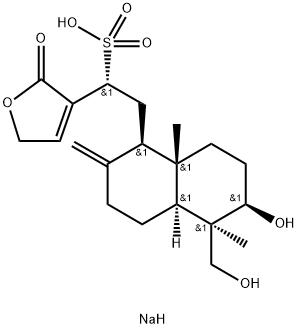 3-Furanmethanesulfonic acid, α-[[(1R,4aS,5R,6R,8aS)-decahydro-6-hydroxy-5-(hydroxymethyl)-5,8a-dimethyl-2-methylene-1-naphthalenyl]methyl]-2,5-dihydro-2-oxo-, sodium salt (1:1), (αR)- Structure