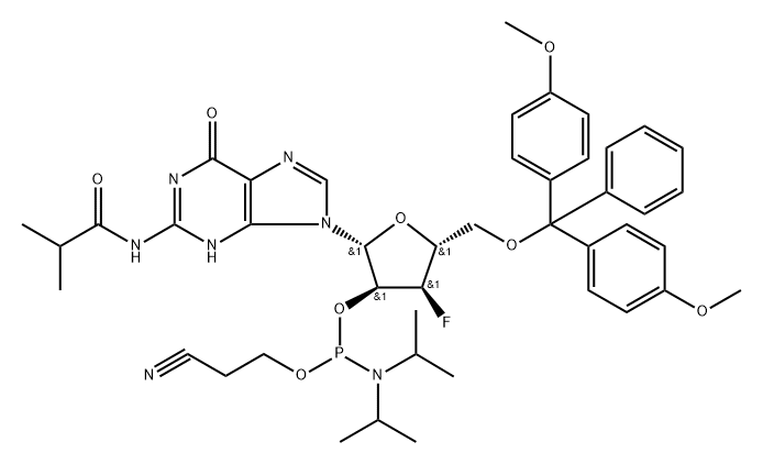 3'-F-3'-dG(iBu)-2'-phosphoramidite 구조식 이미지