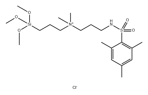 1-Propanaminium, N,N-dimethyl-N-[3-(trimethoxysilyl)propyl]-3-[[(2,4,6-trimethylphenyl)sulfonyl]amino]-, chloride (1:1) Structure