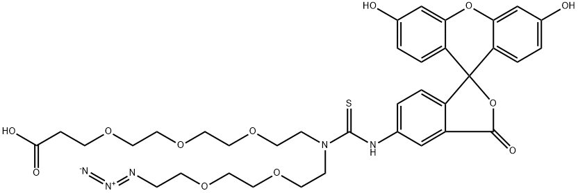 N-(Azido-PEG2)-N-Fluorescein-PEG3-acid Structure