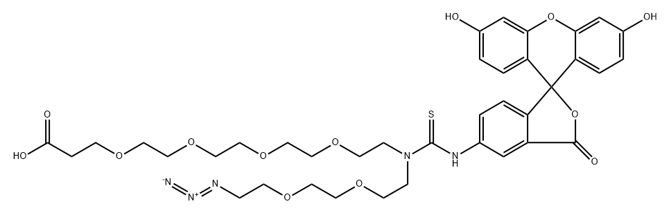 N-(Azido-PEG2)-N-Fluorescein-PEG4-acid Structure