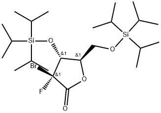 D-erythro-Pentonic acid, 2-bromo-2-deoxy-2-fluoro-3,5-bis-O-[tris(1-methylethyl)silyl]-, γ-lactone, (2S)- Structure