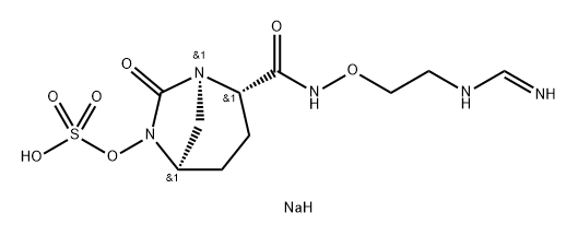 Sulfuric acid, mono[(1R,2S,5R)-2-[[[2-[(iminom ethyl)amino]ethoxy]amino]carbonyl]-7-oxo-1, 6-diazabicyclo[3.2.1]oct-6-yl] ester, sodium salt (1:1) Structure