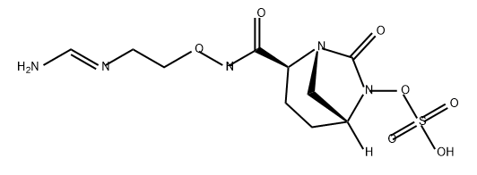 (1R,2S,5R)-2-((2-(((E)-aminomethylene)amino)ethoxy)carbamoyl)-7-oxo-1,6-diazabicyclo[3.2.1]octan-6-yl hydrogen sulfate Structure