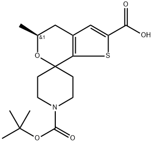 (S)-1-(tert-Butoxycarbonyl)-5'-methyl-4',5'-dihydrospiro[piperidine-4,7'-thieno[2,3-c]pyran]-2'-carboxylic acid Structure