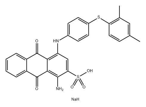 2-Anthracenesulfonic acid, 1-amino-4-[[4-[(2,4-dimethylphenyl)thio]phenyl]amino]-9,10-dihydro-9,10-dioxo-, sodium salt (1:1) Structure