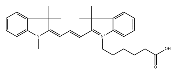 3H-Indolium, 1-(5-carboxypentyl)-2-[(1E,3E)-3-(1,3-dihydro-1,3,3-trimethyl-2H-indol-2-ylidene)-1-propen-1-yl]-3,3-dimethyl- 구조식 이미지