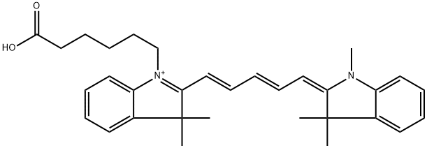3H-Indolium, 1-(5-carboxypentyl)-2-[(1E,3E,5E)-5-(1,3-dihydro-1,3,3-trimethyl-2H-indol-2-ylidene)-1,3-pentadien-1-yl]-3,3-dimethyl- 구조식 이미지