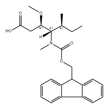 Heptanoic acid, 4-[[(9H-fluoren-9-ylmethoxy)carbonyl]methylamino]-3-methoxy-5-methyl-, (3R,4S,5S)- 구조식 이미지