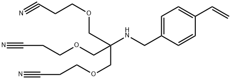 3,3′-[[2-[(2-cyanoethoxy)methyl]-2-[[(4-ethenylphenyl)methyl]amino]-1,3-propanediyl]bis(oxy)]bis- Propanenitrile, 구조식 이미지
