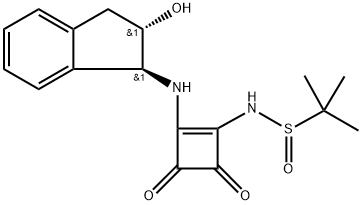 N-(2-(((1S,2S)-2-Hydroxy-2,3-dihydro-1H-inden-1-yl)amino)-3,4-dioxocyclobut-1-en-1-yl)-2-methylpropane-2-sulfinamide Structure