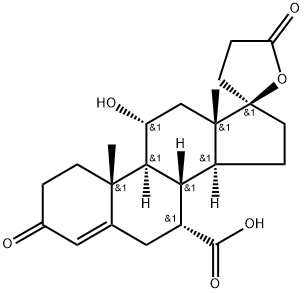 Pregn-4-ene-7,21-dicarboxylic acid, 11,17-dihydroxy-3-oxo-, γ-lactone, (7α,11α,17α)- 구조식 이미지