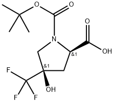 (2R, 4R)-1- (tertbutoxycarbonyl) -4-hydroxy-4-(trifluoromethyl)pyrrolidine -2-carboxylic acid Structure