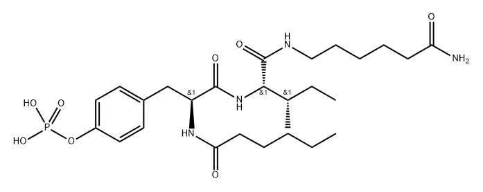 L-Isoleucinamide, O-(phosphono-κO)-N-(1-oxohexyl)-L-tyrosyl-N-(6-amino-6-oxohexyl)- Structure