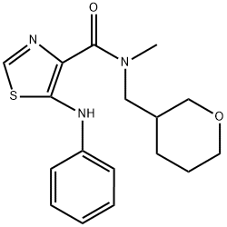 N-methyl-5-(phenylamino)-N-((tetrahydro-2H-pyran-3-yl)methyl)thiazole-4-carboxamide Structure