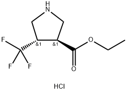 rac-ethyl (3R,4R)-4-(trifluoromethyl)pyrrolidine-3-carboxylate hydrochloride, trans Structure