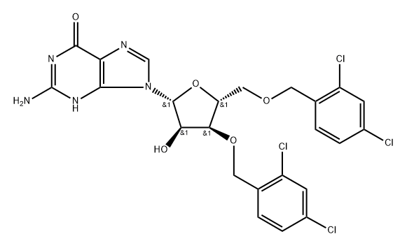 3,5-Bis-O-(2,4-dichlorobenzyl)guanosine Structure