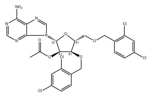 2'-O-Acetyl-3,5-bis-O-(2,4-dichlorobenzyl)adenosine 구조식 이미지