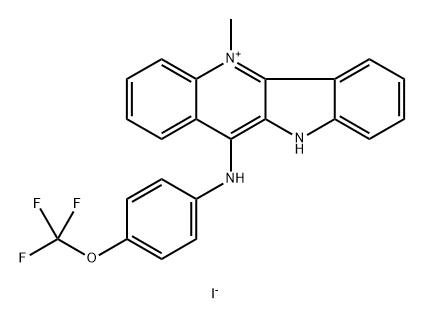 10H-Quindolinium, 5-methyl-11-[[4-(trifluoromethoxy)phenyl]amino]-, iodide (1:1) Structure