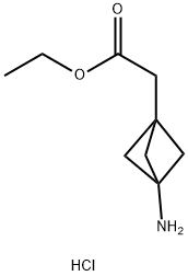 Bicyclo[1.1.1]pentane-1-acetic acid, 3-amino-, ethyl ester, hydrochloride (1:1) 구조식 이미지