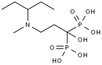 (1-hydroxy-3-(methyl(pentan-3-yl)amino)propane-1,1-diyl)bis(phosphonic acid) 구조식 이미지