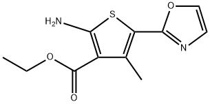 3-Thiophenecarboxyic acid,2-amino-4-methy-5-(2-0xazolyl)-. Ethyl ester 구조식 이미지