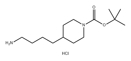 1-Piperidinecarboxylic acid, 4-(4-aminobutyl)-, 1,1-dimethylethyl ester, hydrochloride (1:1) Structure