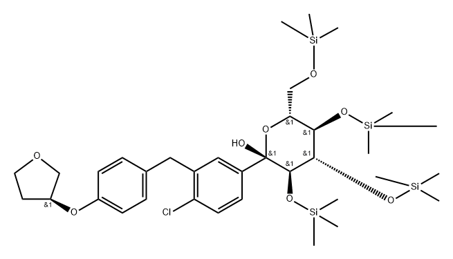 α-D-Glucopyranose, 1-C-[4-chloro-3-[[4-[[(3S)-tetrahydro-3-furanyl]oxy]phenyl]methyl]phenyl]-2,3,4,6-tetrakis-O-(trimethylsilyl)- Structure