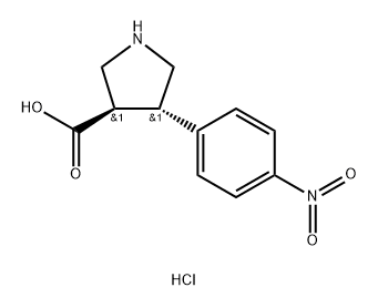 3-?Pyrrolidinecarboxyli?c acid, 4-?(4-?nitrophenyl)?-?, hydrochloride (1:1)?, (3R,?4S)?- Structure