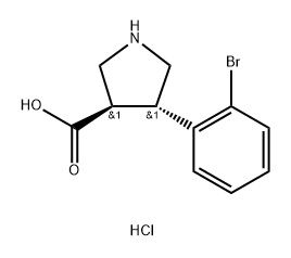 (3R,4S)-4-(2-bromophenyl)pyrrolidine-3-carboxylic acid hydrochloride 구조식 이미지