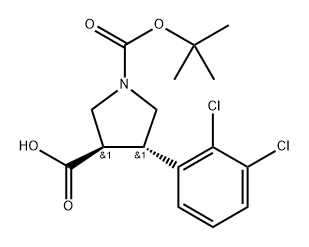 1,?3-?Pyrrolidinedicarboxy?lic acid, 4-?(2,?3-?dichlorophenyl)?-?, 1-?(1,?1-?dimethylethyl) ester, (3R,?4S)?- Structure