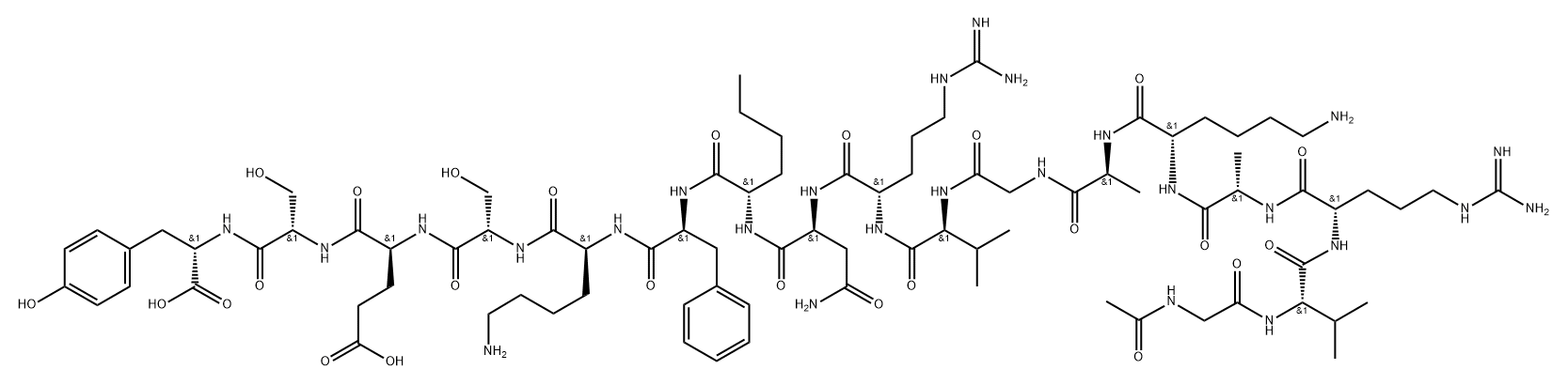 L-Tyrosine, N-acetylglycyl-L-valyl-L-arginyl-L-alanyl-L-lysyl-L-alanylglycyl-L-valyl-L-arginyl-L-asparaginyl-L-norleucyl-L-phenylalanyl-L-lysyl-L-seryl-L-α-glutamyl-L-seryl- Structure