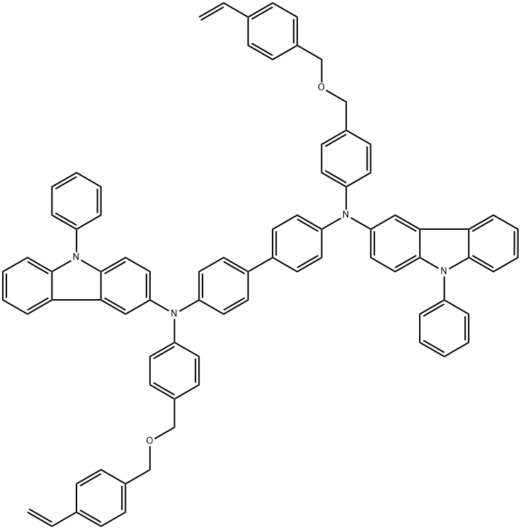 N4,N4′-bis[4-[[(4-ethenylphenyl)methoxy]methyl]phenyl]-N4,N4′-bis(9-phenyl-9H-carbazol-3-yl)- [1,1′-biphenyl]-4,4′-diamine 구조식 이미지