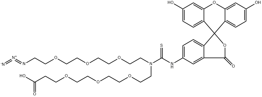 N-(Azido-PEG3)-N-Fluorescein-PEG3-acid Structure