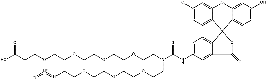 N-(Azido-PEG3)-N-Fluorescein-PEG4-acid Structure