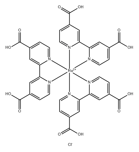 Ruthenium(2+), tris([2,2'-bipyridine]-4,4'-dicarboxylic acid-κN1,κN1')-, chloride (1:2), (OC-6-11)- Structure