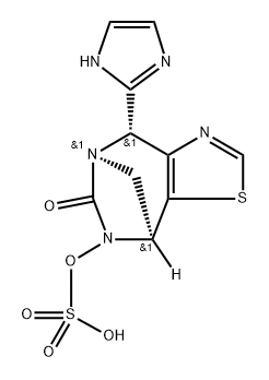 rel-(4R,5S,8R)-4,8-Dihydro-4-(1H-imidazol-2-yl) -6-oxo-5,8-methano-5H-thiazolo[4,5-e][1,3] diazepin-7-yl hydrogen sulfate 구조식 이미지