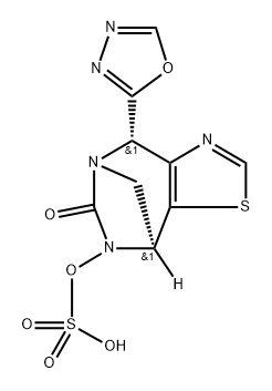 Sulfuric acid, mono[(4R,8R)-4,8-dihydro-4-(1,3, 4-oxadiazol-2-yl)-6-oxo-5,8-methano-5Hthiazolo[4,5-e][1,3]diazepin-7-yl] ester, rel 구조식 이미지