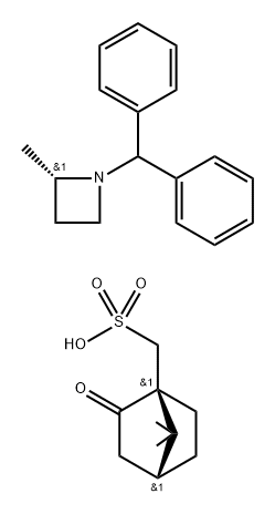 Bicyclo[2.2.1]heptane-1-methanesulfonic acid, 7,7-dimethyl-2-oxo-, (1S,4R)-, compd. with (2S)-1-(diphenylmethyl)-2-methylazetidine (1:1) Structure