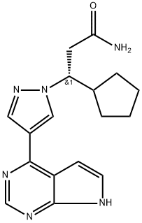 1H-Pyrazole-1-propanamide, β-cyclopentyl-4-(7H-pyrrolo[2,3-d]pyrimidin-4-yl)-, (βR)- Structure