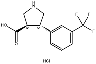 3-Pyrrolidinecarboxylic acid, 4-[3-(trifluoromethyl)phenyl]-, hydrochloride (1:1), (3R,4S)-rel- Structure