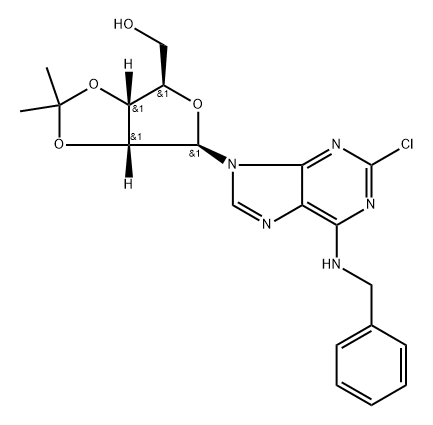 2-Chloro-2',3'-O-(1-methylethylidene)-N-(phenylmethyl)-adenosine 구조식 이미지