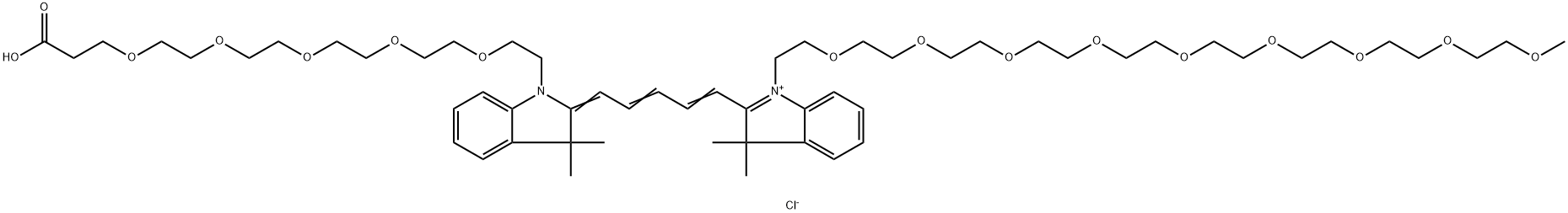 N-(m-PEG9)-N'-(PEG5-acid)-Cy5 Structure