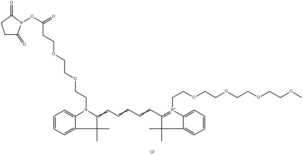 N-(m-PEG4)-N'-(PEG2-NHS ester)-Cy5 Structure