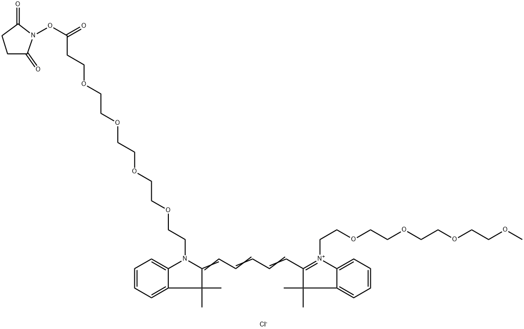 N-(m-PEG4)-N'-(PEG4-NHS ester)-Cy5 Structure