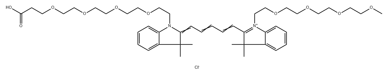 N-(m-PEG4)-N'-(PEG4-acid)-Cy5 Structure