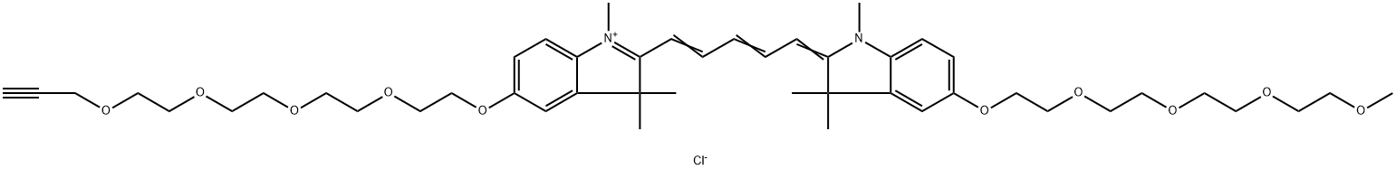 N-methyl-N'-methyl-O-(m-PEG4)-O'-(propargyl-PEG4)-Cy5 Structure