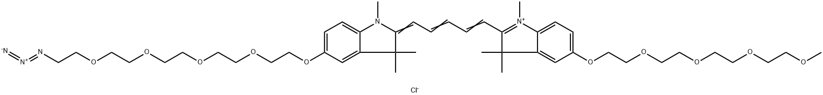 N-methyl-N'-methyl-O-(m-PEG4)-O'-(azide-PEG4)-Cy5 Structure