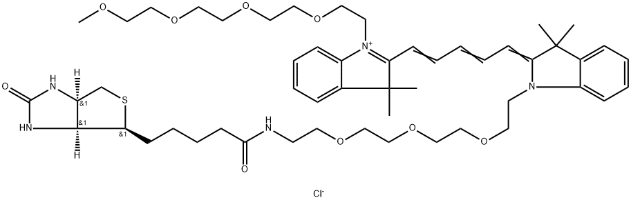 N-(m-PEG4)-N'-(biotin-PEG3)-Cy5 Structure